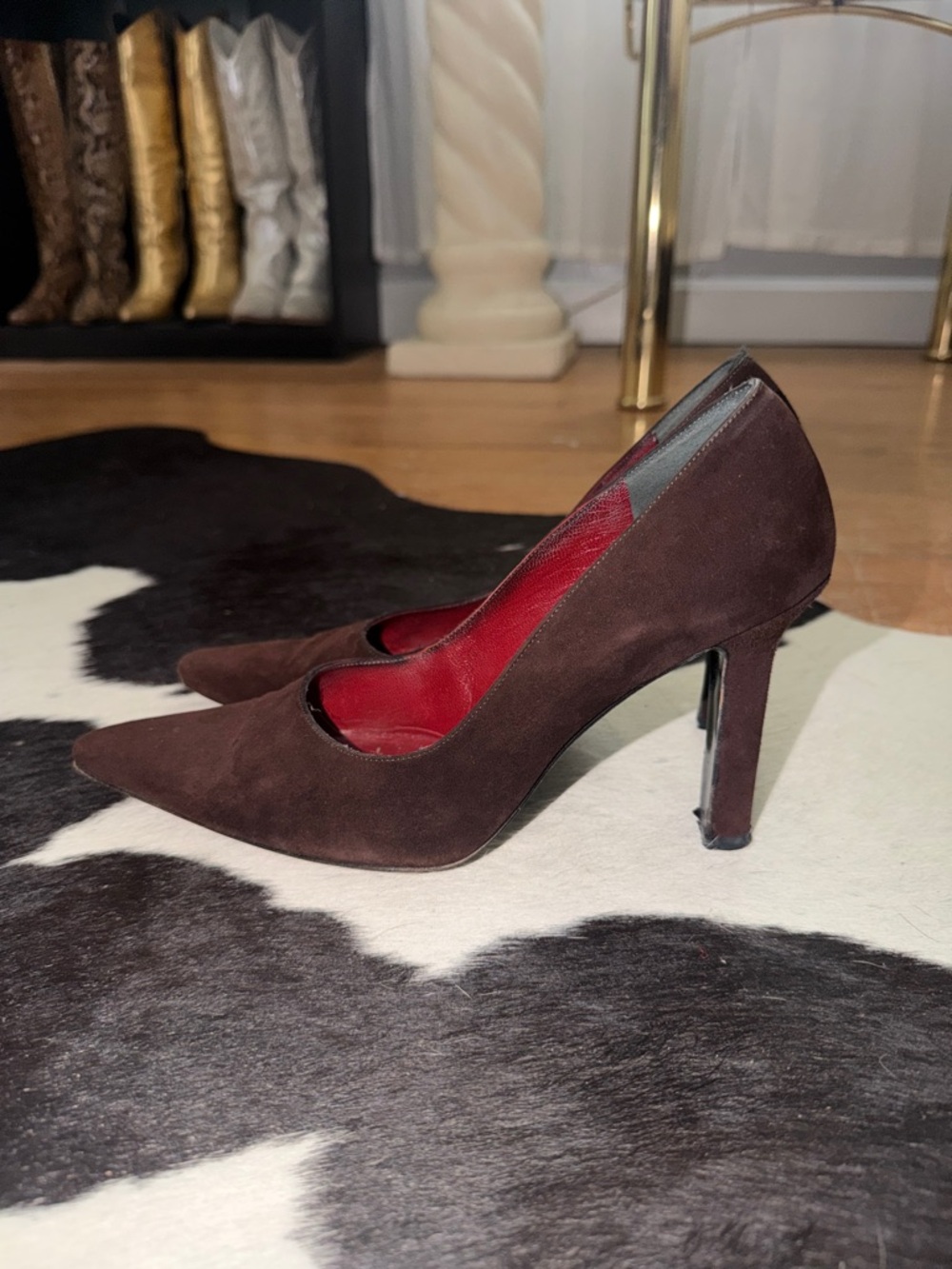 YSL Yves Saint Laurent Vintage Brown Suede Pointed Toe Pumps, size 7 - Picture 6 of 7